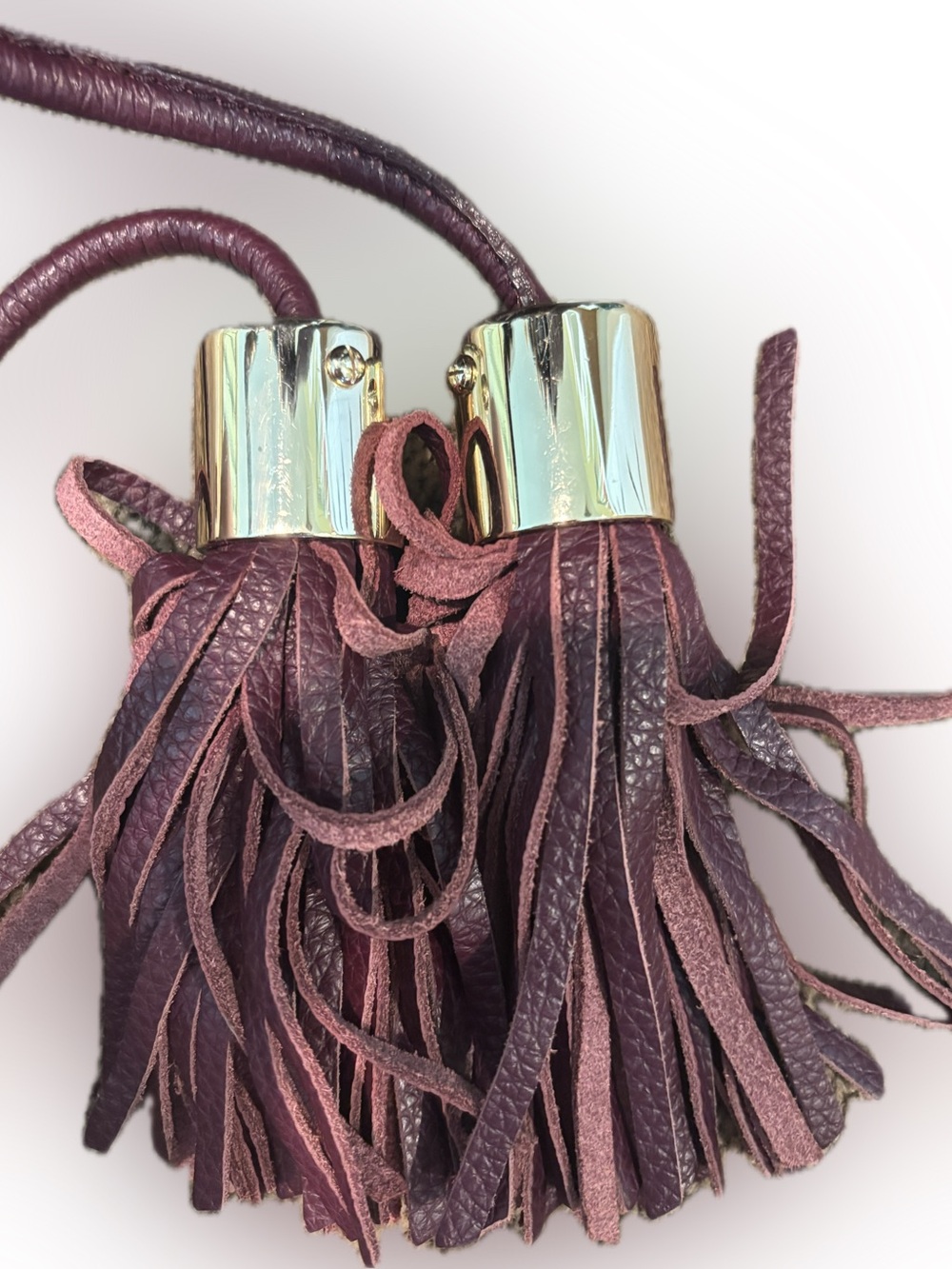 See by Chloe - Vicki Plum Leather Drawstring Bucket Bag with Tassels - Picture 6 of 6
